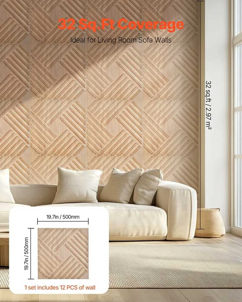 VEVOR 3D sienų plokštės 12-vnt 50x50 cm PVC