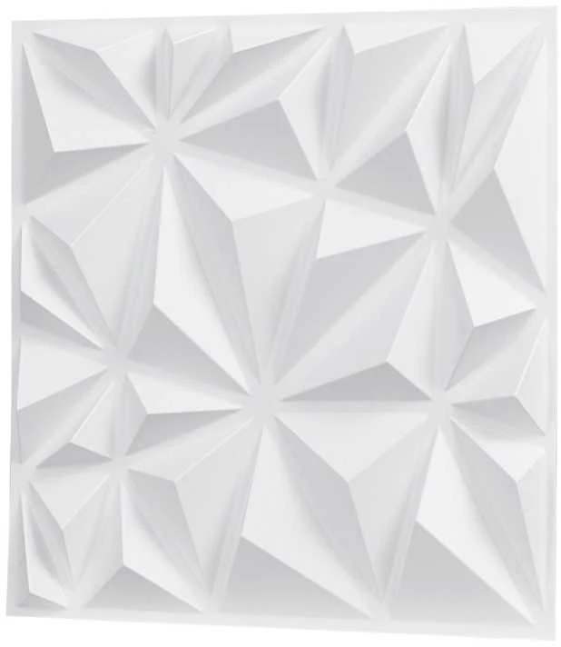 3D sienų plokštės, 33 vnt. pakuotėje, 300x300 mm PVC dekoratyvinės sienų plytelės, deimanto formos baltos tekstūruotos plokštės, 2.97 m² padengimas