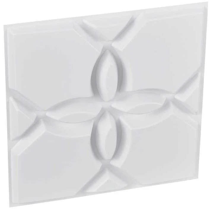3D sienų plokštės, 33 vnt. pakuotėje, 3D tekstūruotas gėlių dizainas, matinės baltos PVC dekoratyvinės sienų plokštės, 300x300x25.1 mm sienų danga
