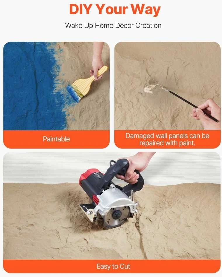 VEVOR 3D sienų plokštės 4 vnt 120x60 cm akmens imitacijos geltonos