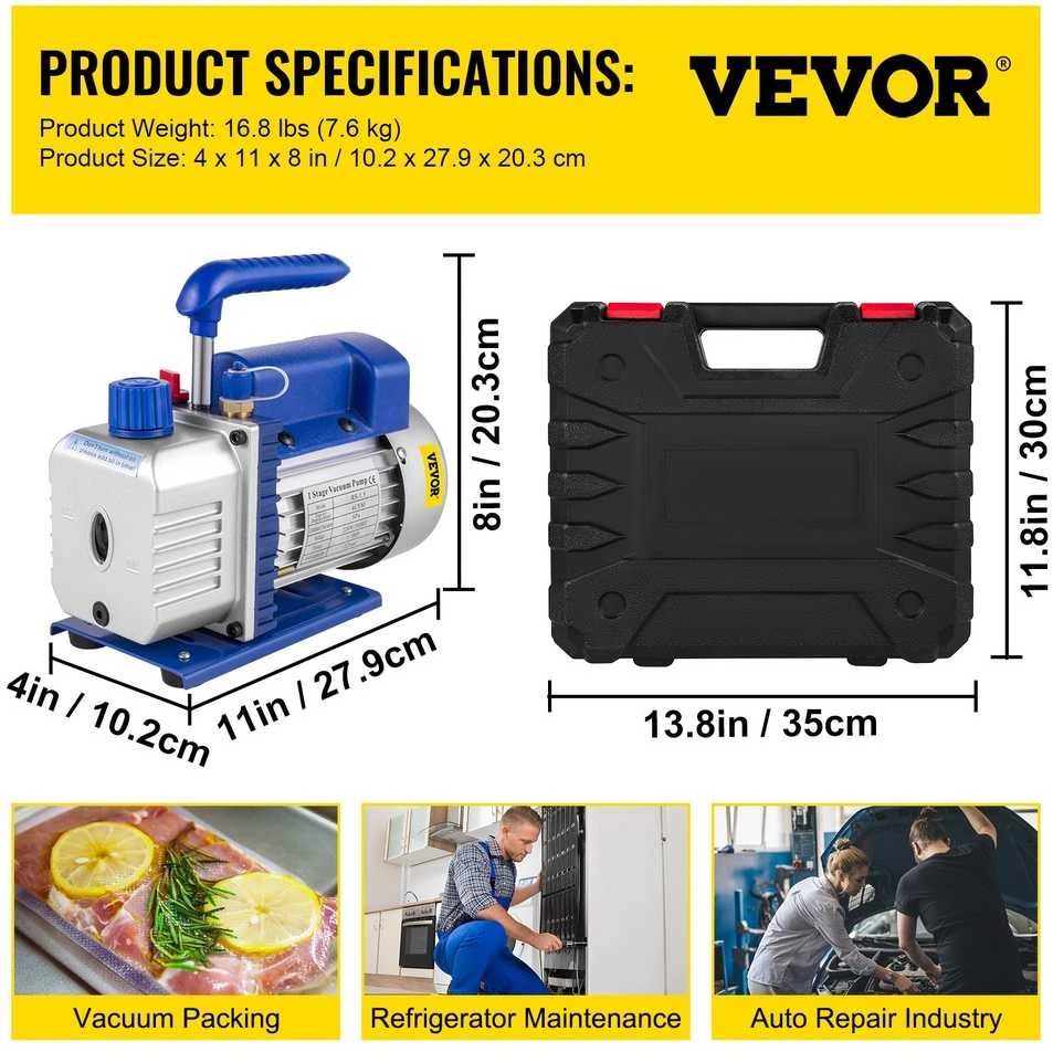 4 CFM Vakuuminis Siurblys, Vienpakopis, ŠVOK Šaldymo, Oro Kondicionavimo, Vakuumavimo Sistema, Šaldymo Įranga
