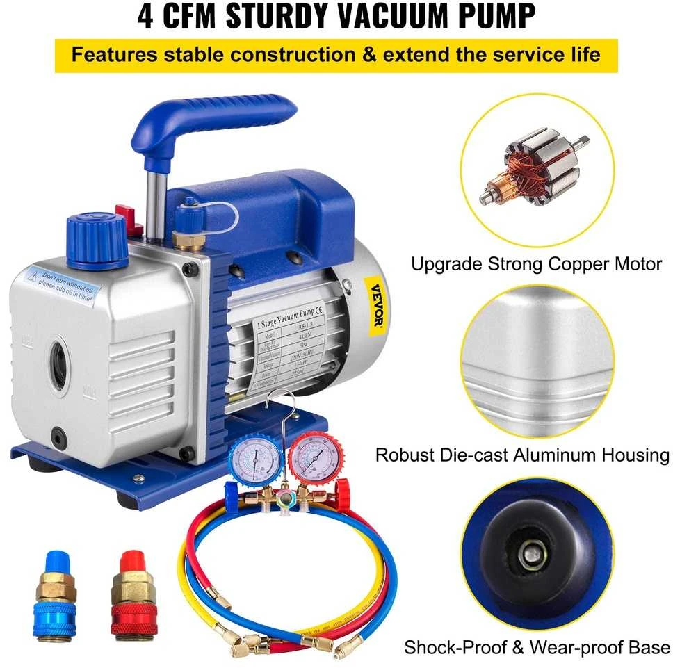 4 CFM Vakuuminis Siurblys, Vienpakopis, ŠVOK Šaldymo, Oro Kondicionavimo, Vakuumavimo Sistema, Šaldymo Įranga