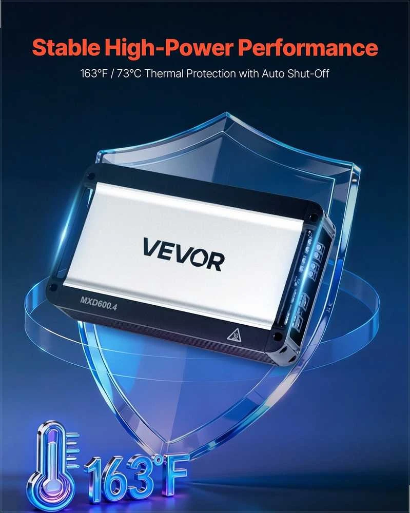 VEVOR Automobilinis garso stiprintuvas, 4 kanalų