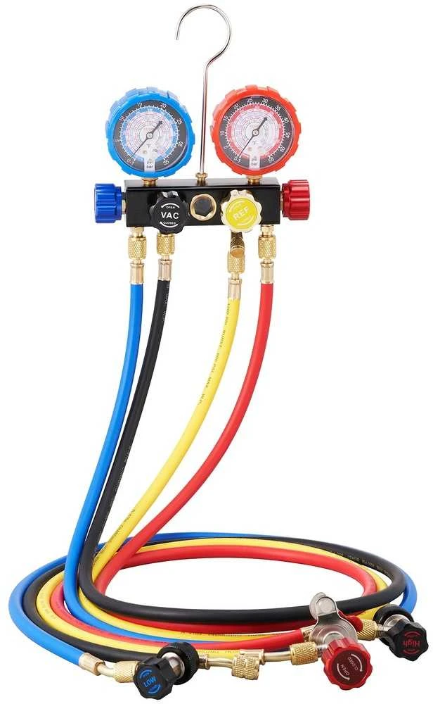 4 krypčių AC kolektoriaus matuoklių rinkinys, R134A, R22, R12, R410A, ŠVOK, Automobilių, Diagnostika, Priežiūra, Remontas