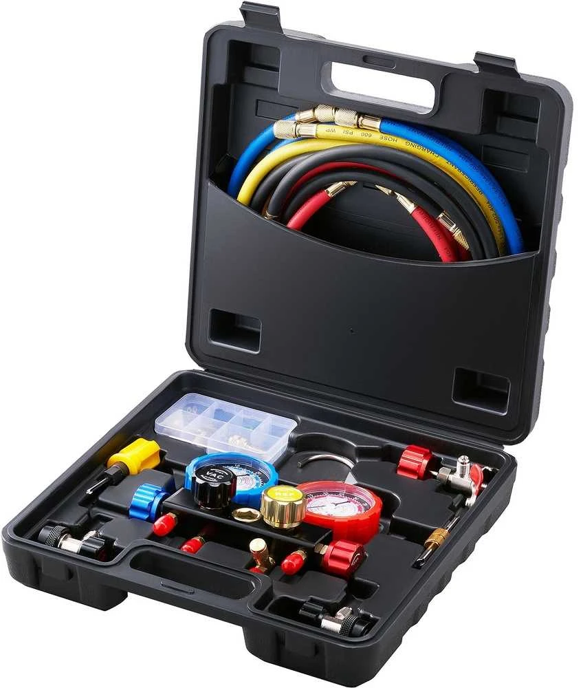 4 krypčių AC kolektoriaus matuoklių rinkinys, R134A, R22, R12, R410A, ŠVOK, Automobilių, Diagnostika, Priežiūra, Remontas