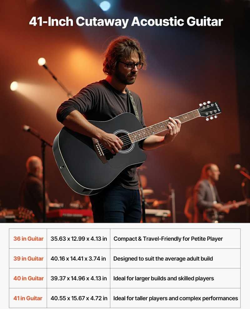41 colio (104.1 cm) akustinė gitara, pradedantiesiems rinkinys su dėklu, juoda gitara suaugusiems, akustinių gitarų komplektas