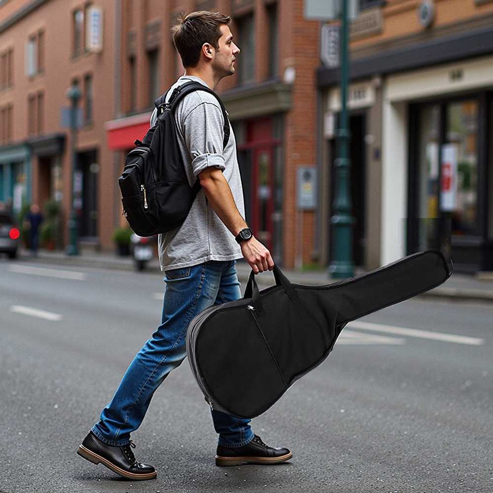 41 colio (104.1 cm) akustinė gitara, pradedantiesiems rinkinys su dėklu, juoda gitara suaugusiems, akustinių gitarų komplektas