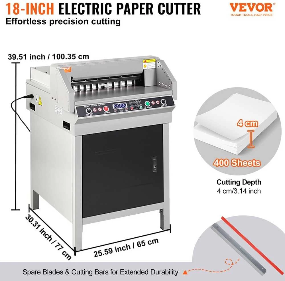VEVOR Elektrinė 450 mm popieriaus pjaustyklė