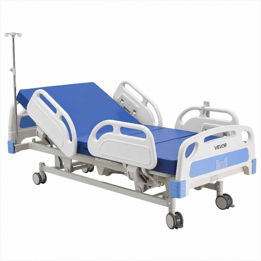 5 funkcijų pilnai elektrinė ligoninės lova priežiūrai namuose su Trendelenburgo padėtimis ir didelio tankio čiužiniu, elektrinė medicininė lova, ligoninės lova su užfiksuojamais ratukais, slaugos lova