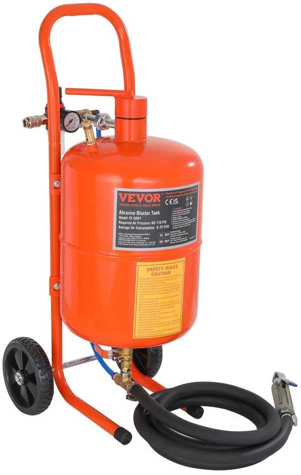 5 Galonų smėliasrovė rūdžių šalinimui, 60-110 PSI, nešiojama, abrazyvinio pūtimo įrankis, smėliapūtė
