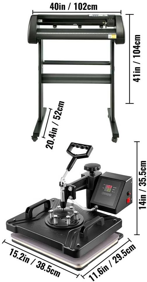 5 in 1 Šiluminis Presas su 34" Pjovimo Braižytuvu, 12x15" Plokšte, Sublimacijos Spausdintuvo Rinkinys, Vinilo Pjaustyklė, Terminio Perkėlimo Įranga, Amatų