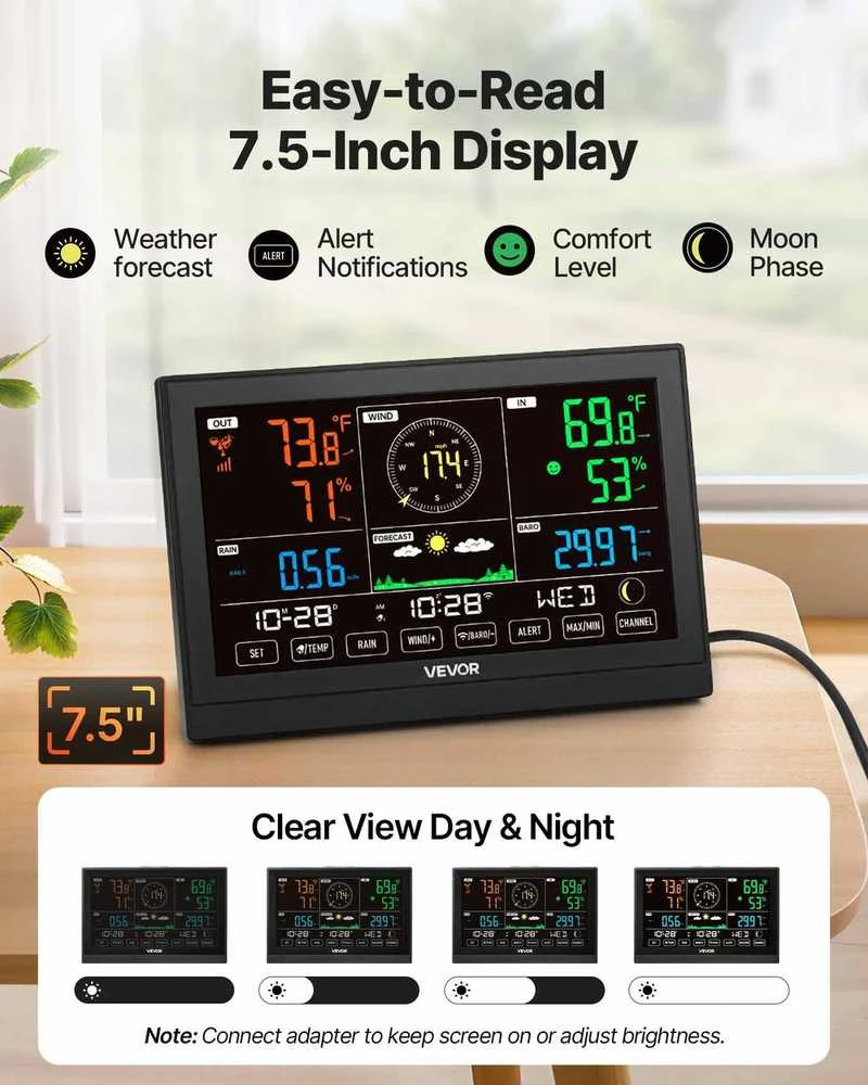 VEVOR 5-in-1 Wi-Fi orų stotis su saule