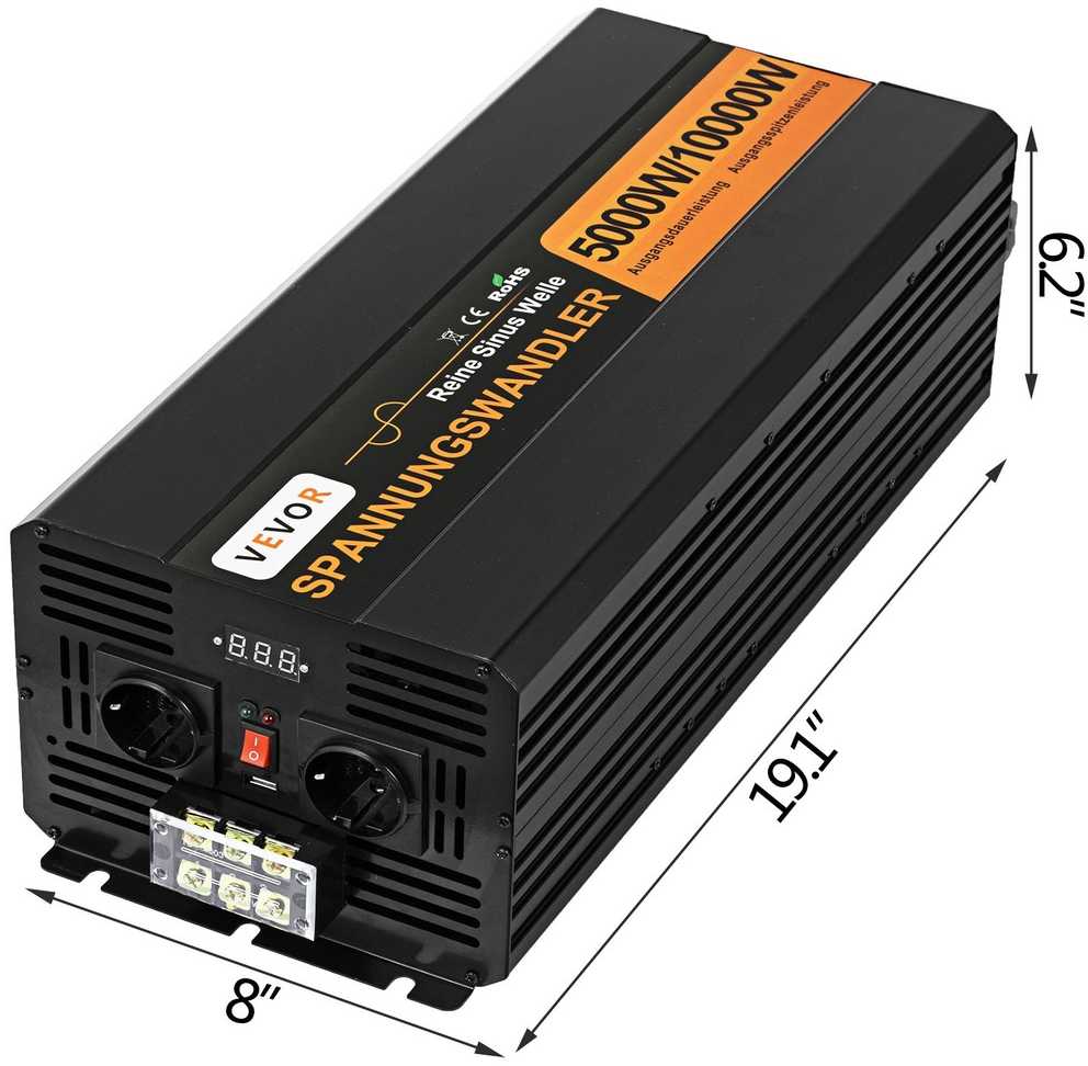 5000W Gryno Sinuso Bangos Inverteris 24V į 230V su valdymu, automobiliui, namams, keitiklis, generatorius