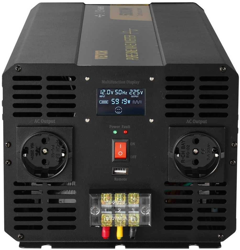5000W grynos sinusinės bangos galios keitiklis, 12V į 230V keitiklis, jautriai elektronikai, RV, valčiai, saulės sistemai