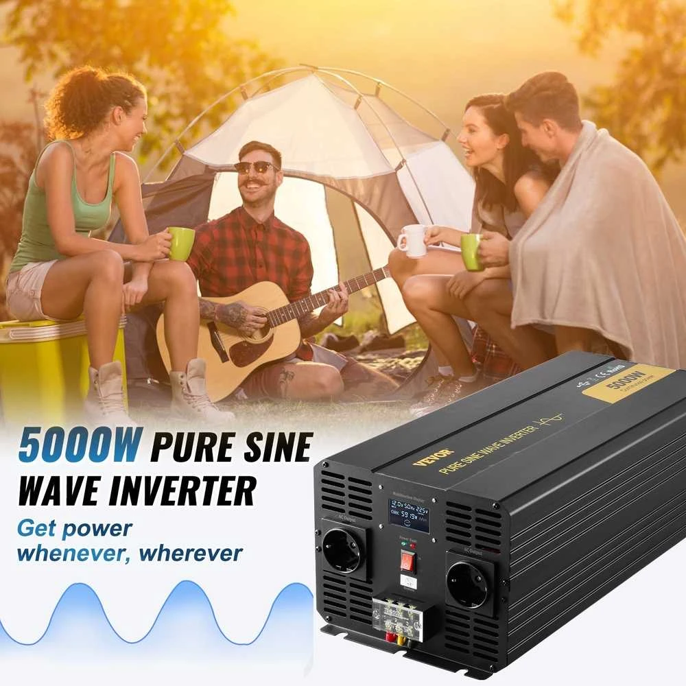 5000W grynos sinusinės bangos galios keitiklis, 12V į 230V keitiklis, jautriai elektronikai, RV, valčiai, saulės sistemai
