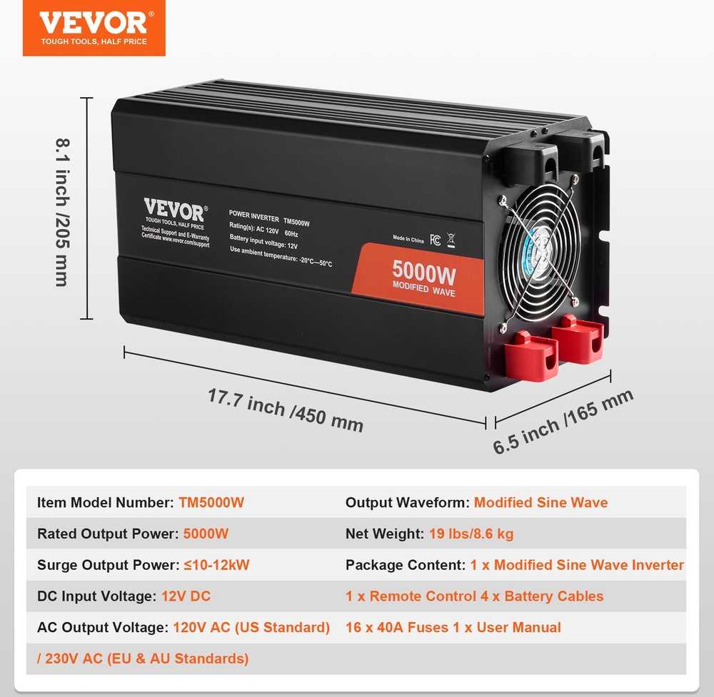 VEVOR Modifikuoto sinusinio signalo keitiklis 5000W
