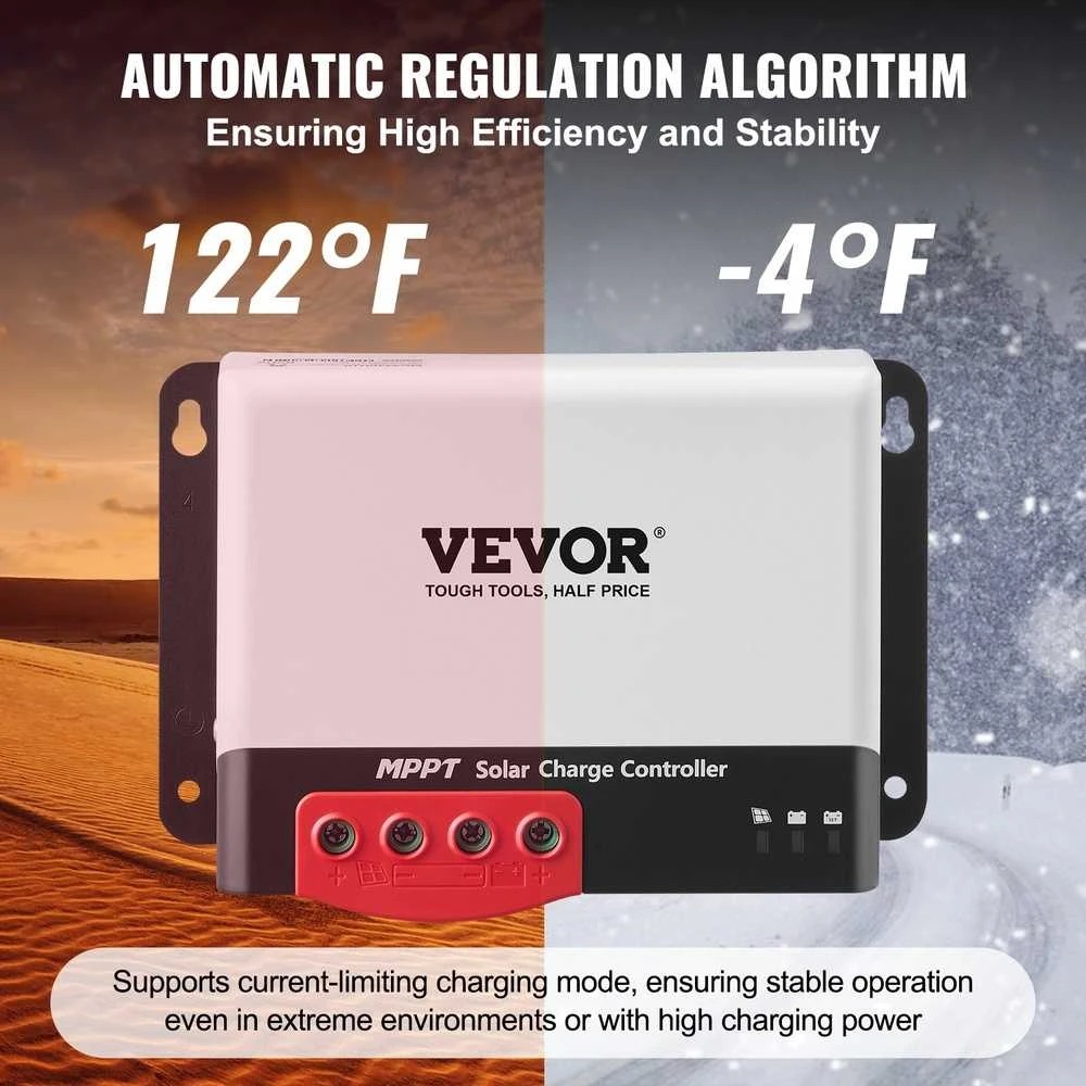 50A MPPT Saulės Įkrovimo Valdiklis 12V/24V Automatinis Maks. 100V PV Įvestis, su Bluetooth