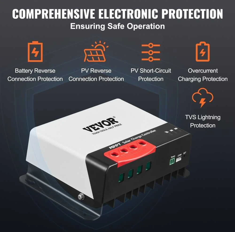 VEVOR MPPT saulės energijos valdiklis 50A su Bluetooth