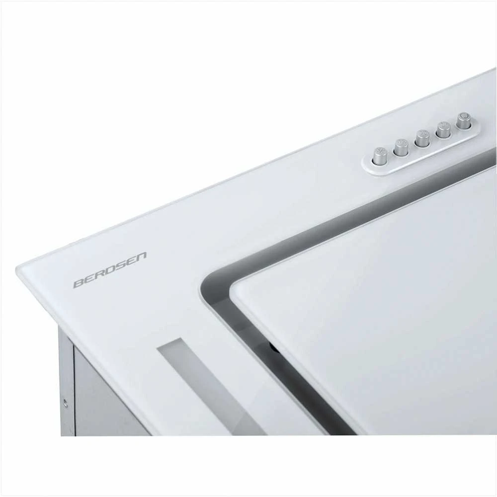 Berdsen 52cm Baltas gartraukis, montuojamas po spintele, su LED apšvietimu, efektyvi virtuvės ventiliacija
