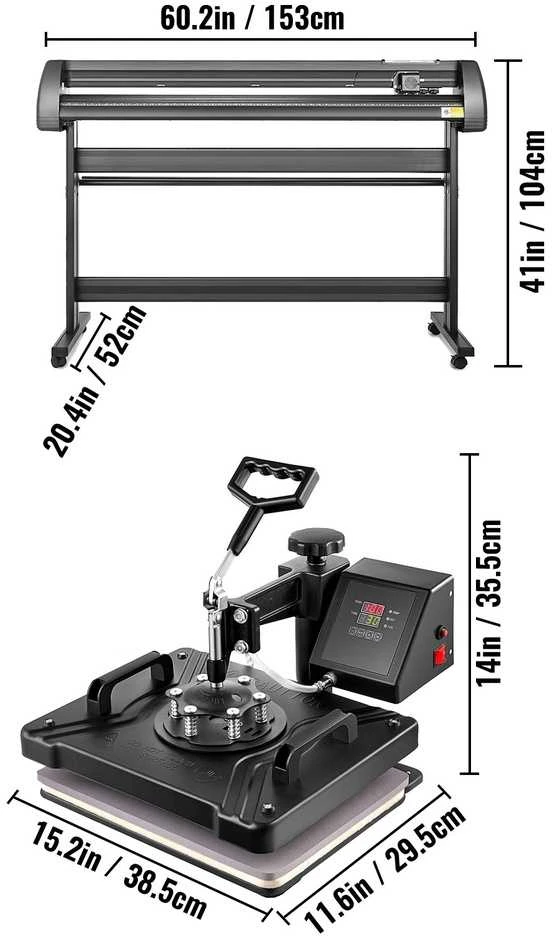 53 colių vinilo pjaustyklė ir 5 viename šilumos preso rinkinys, marškinėliams, puodeliams, kepurėms, didelio formato pjovimui, rankdarbiams ir ženklų gamybai