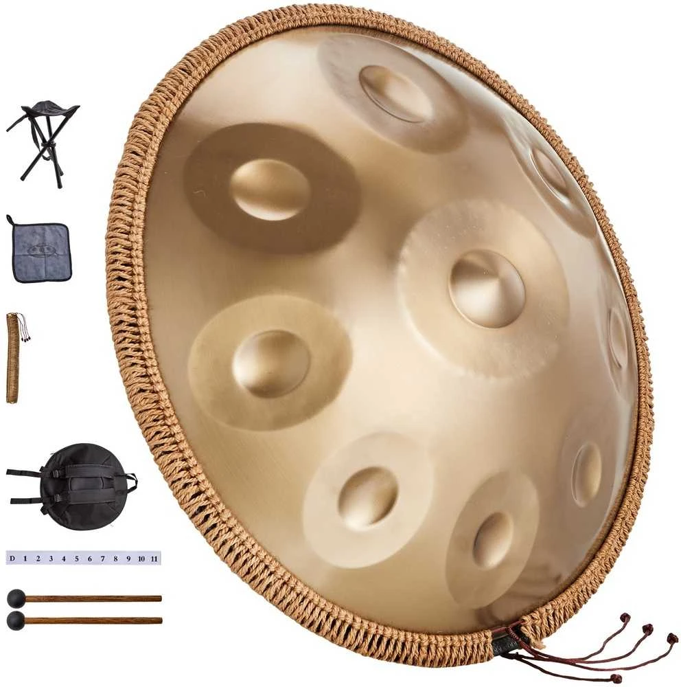 55.88 cm D minor rankinis būgnas, 9 natų plieno liežuvinis būgnas, rankinis būgnas suaugusiems, plieno būgnas, meditacijos instrumentas, mušamasis instrumentas