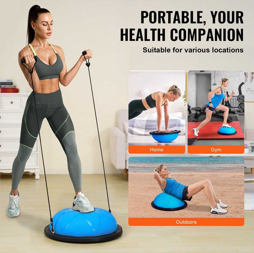 VEVOR 58 cm pusė treniruoklio kamuolio su elastingomis juostomis