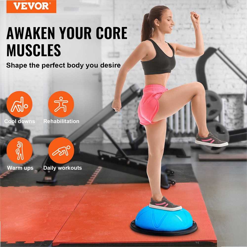 VEVOR 58 cm pusė treniruoklio kamuolio su elastingomis juostomis