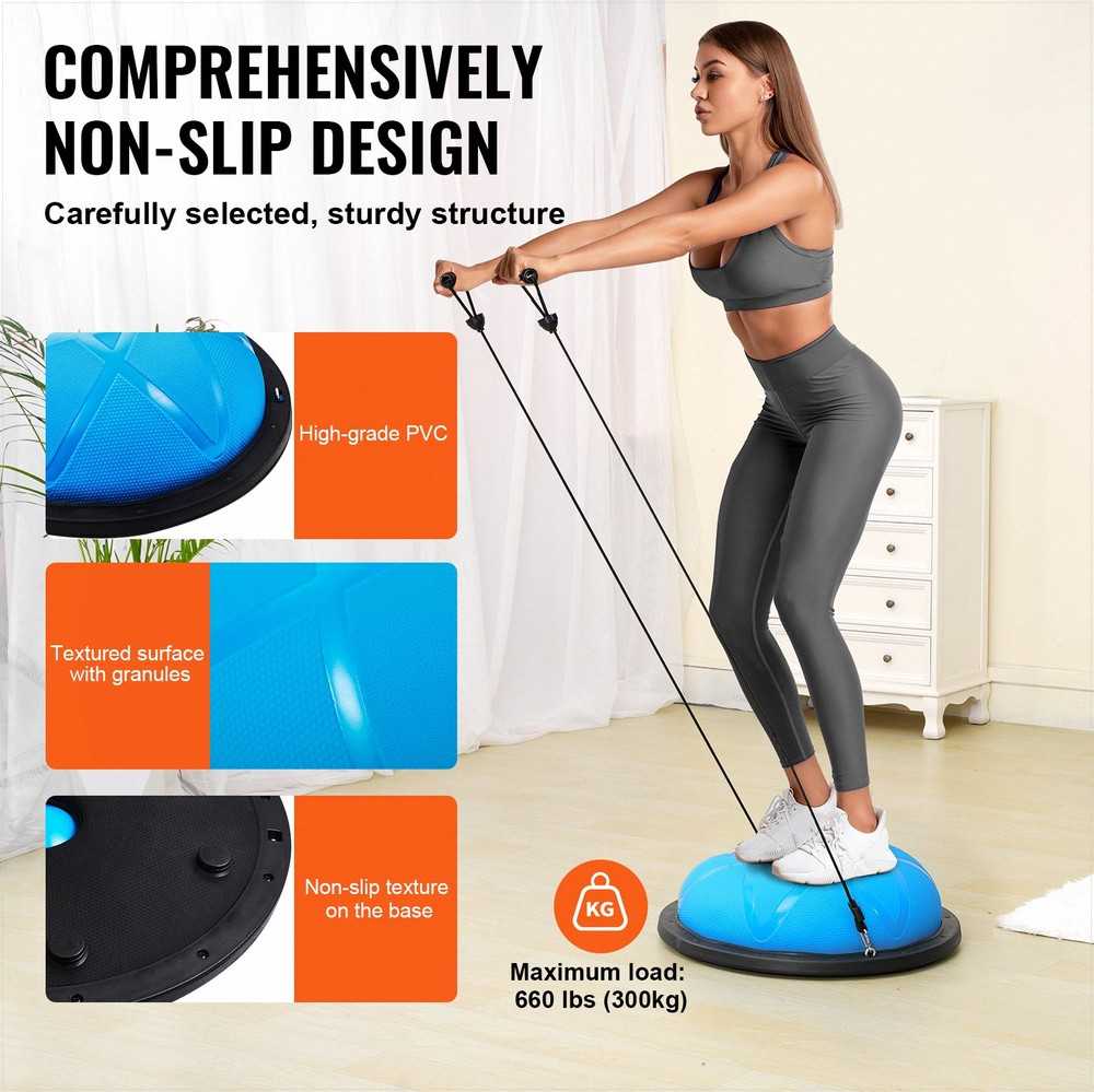 VEVOR 58 cm pusė treniruoklio kamuolio su elastingomis juostomis