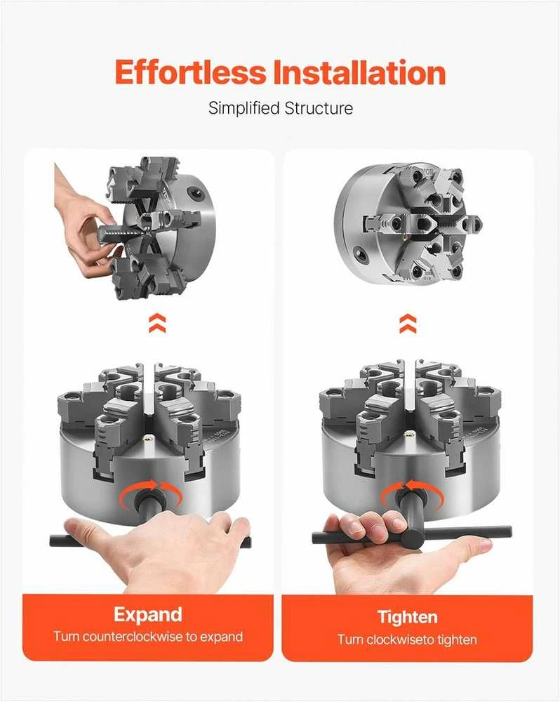 6 kumštelių tekinimo griebtuvas, medžio ir metalo tekinimo staklėms, savaime susicentruojantis su D1-4 cam lock plokšte, 160 mm tikslus griebtuvas, reguliuojamas suspaudimo griebtuvas, tekinimo įrankis