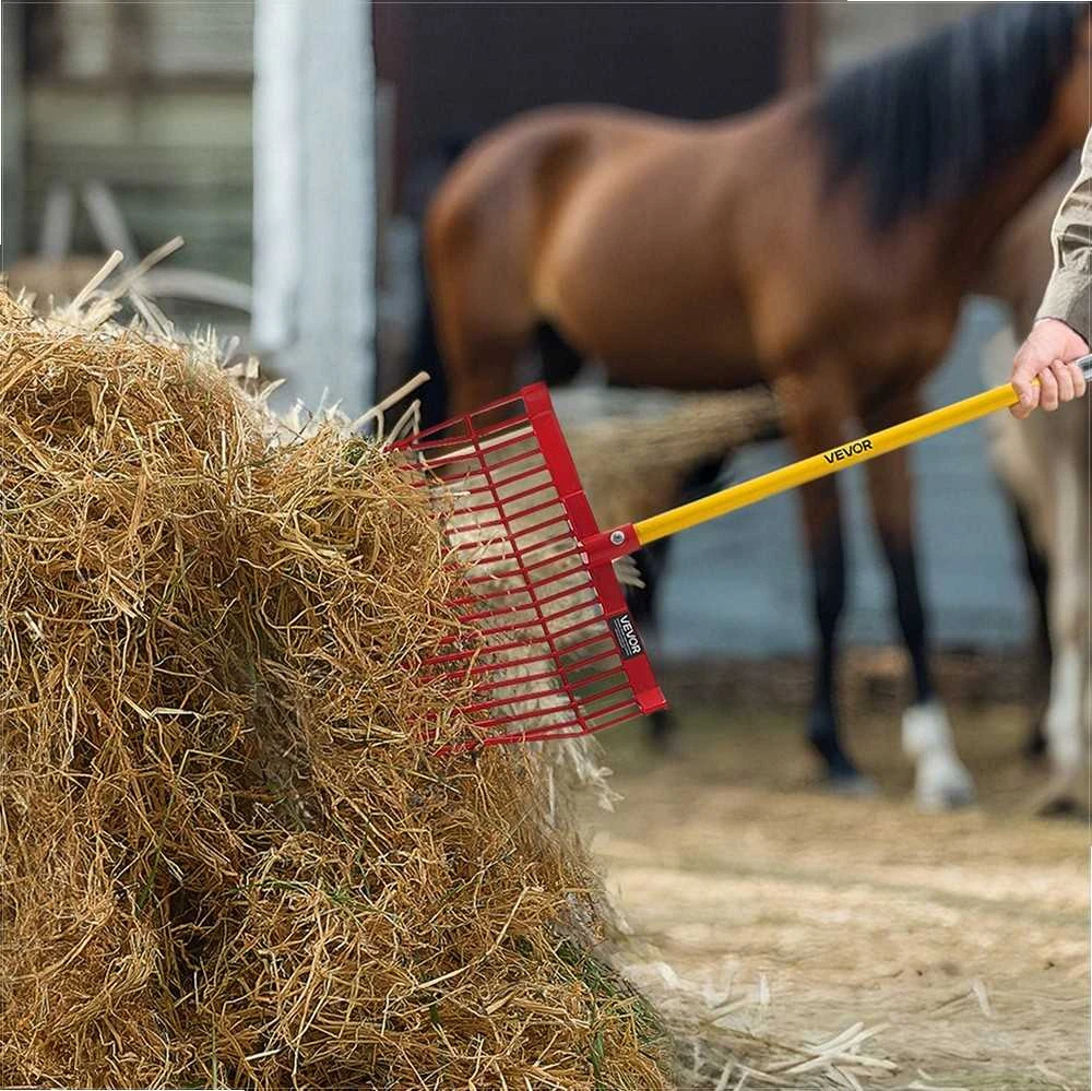 6 vnt. mėšlo šakių pakaitinės galvutės su 18 kampinių dantų, patvarios plastikinės šakių galvutės tvarto valymui, arklių mulčio grėblys šienui ir ūkio darbams, sodo įrankiai