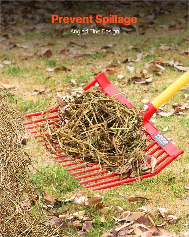 6 vnt. mėšlo šakių pakaitinės galvutės su 18 kampinių dantų, patvarios plastikinės šakių galvutės tvarto valymui, arklių mulčio grėblys šienui ir ūkio darbams, sodo įrankiai