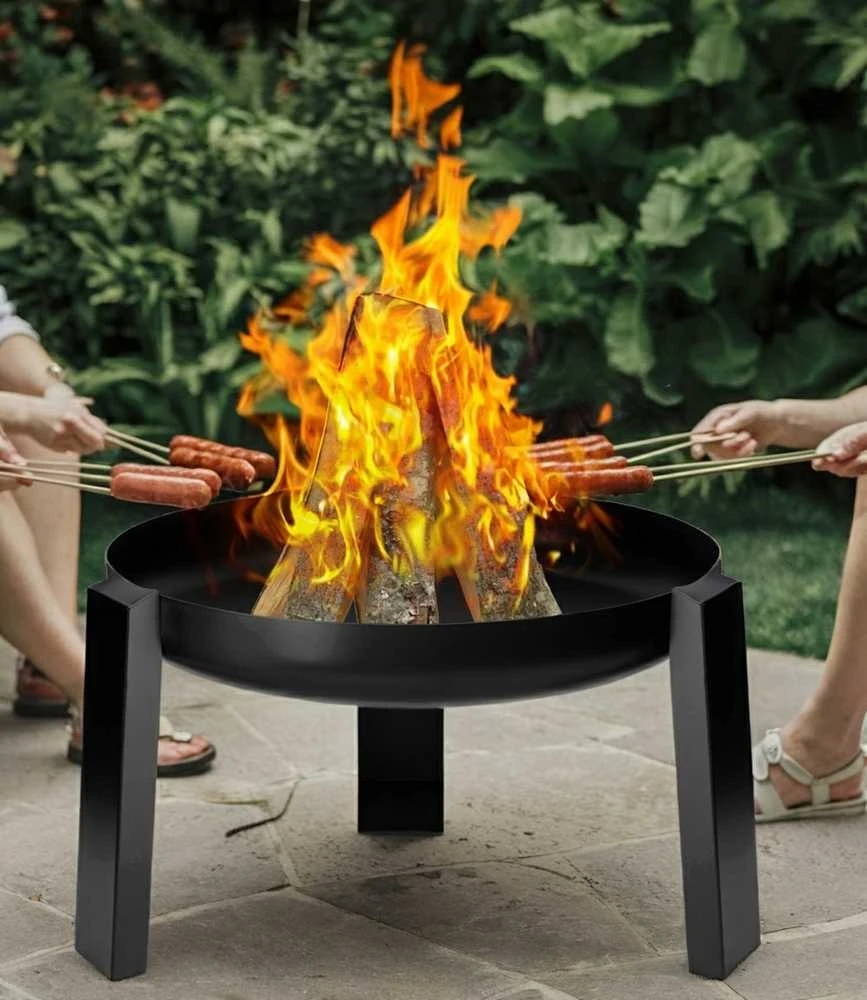 60 cm Laužavietė, ketaus ir plieno, karščiui atspariu laku, juoda, lauko židinys, ugniakuras, laužo dubuo
