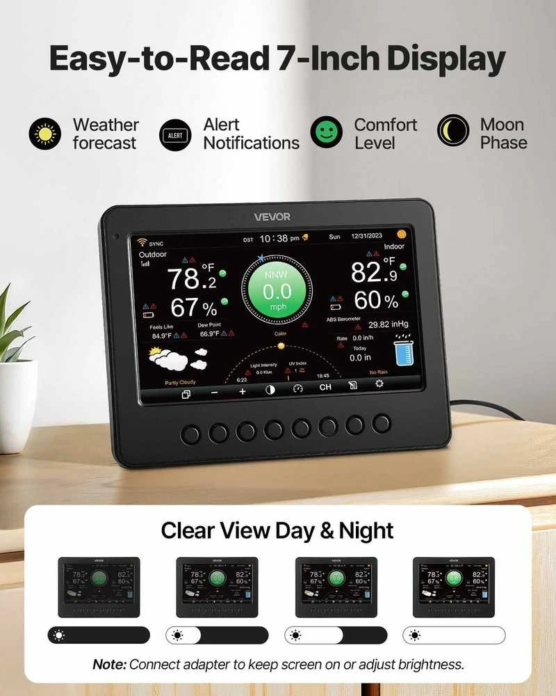 VEVOR 7-in-1 belaidė oro stotis su Wi-Fi