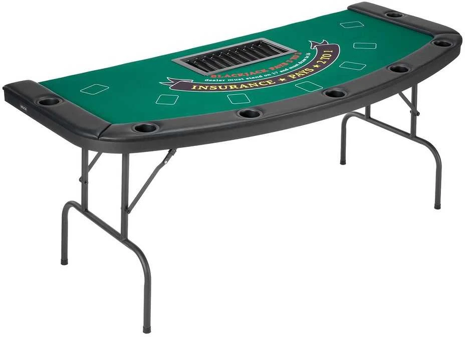 7 žaidėjų sulankstomas pokerio stalas, paminkštintas kazino žaidimų stalas, nešiojamas Texas Hold'em Blackjack stalas, pusiau ovalus veltinio stalas