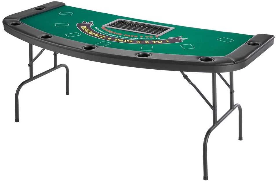 7 žaidėjų sulankstomas pokerio stalas, paminkštintas kazino žaidimų stalas, nešiojamas Texas Hold'em Blackjack stalas, pusiau ovalus veltinio stalas