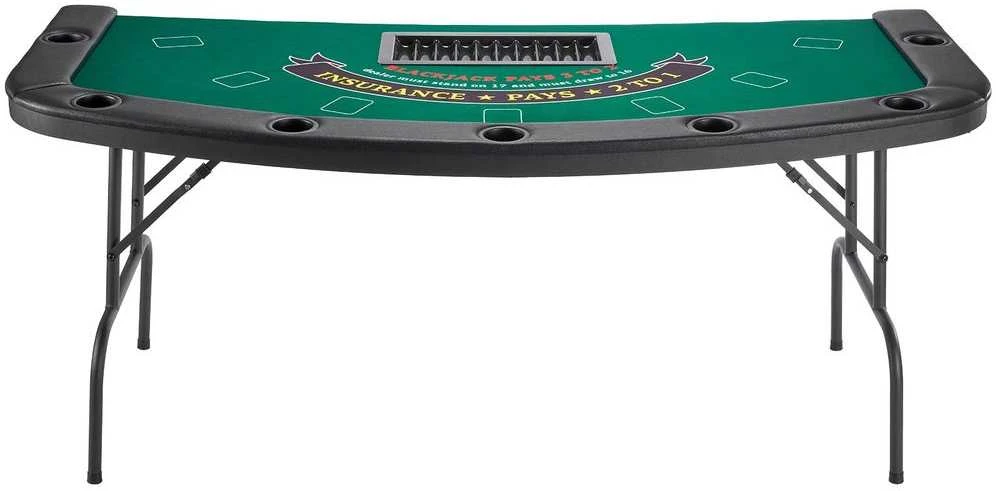 7 žaidėjų sulankstomas pokerio stalas, paminkštintas kazino žaidimų stalas, nešiojamas Texas Hold'em Blackjack stalas, pusiau ovalus veltinio stalas