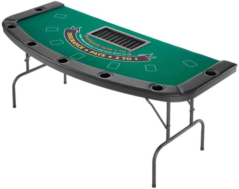 7 žaidėjų sulankstomas pokerio stalas, paminkštintas kazino žaidimų stalas, nešiojamas Texas Hold'em Blackjack stalas, pusiau ovalus veltinio stalas