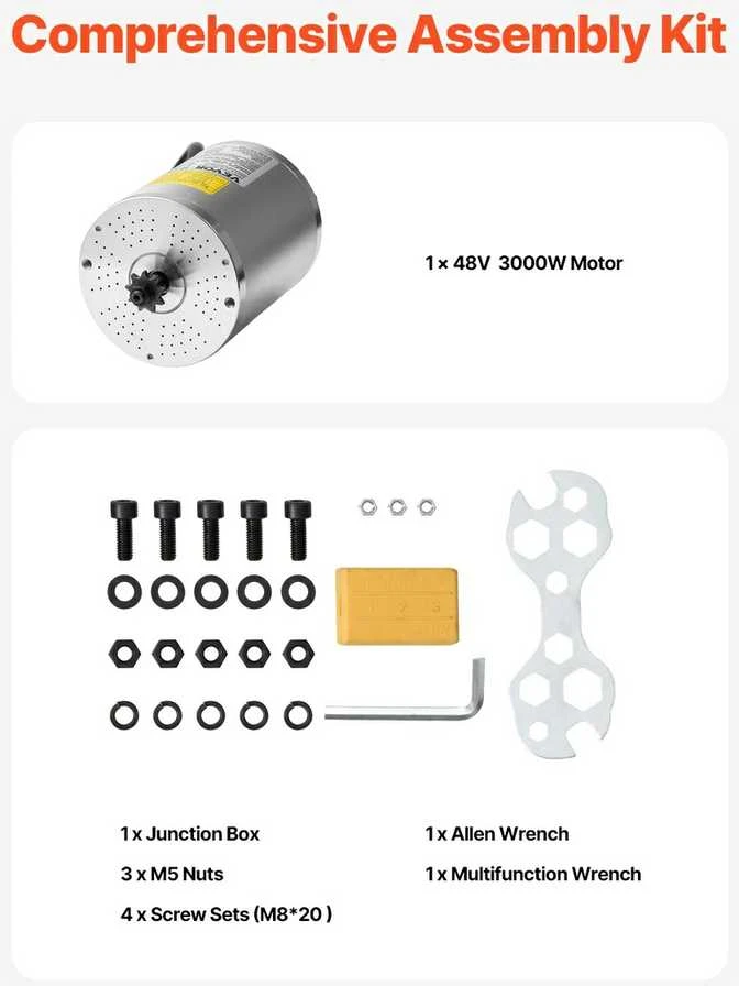 VEVOR 72V 3000W elektrinis brushless DC variklio komplektas su valdikliu
