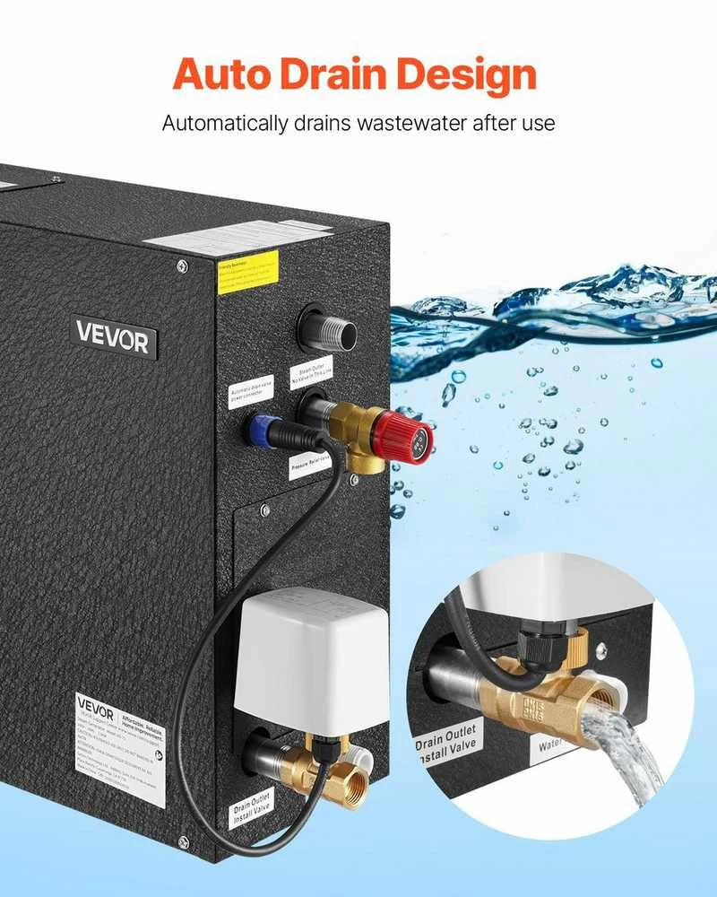 7.5 kW garo generatorius namų saunai, garų dušo sistema su valdikliu, komercinis automatinio išleidimo rinkinys, greitai kaistantis garo generatorius