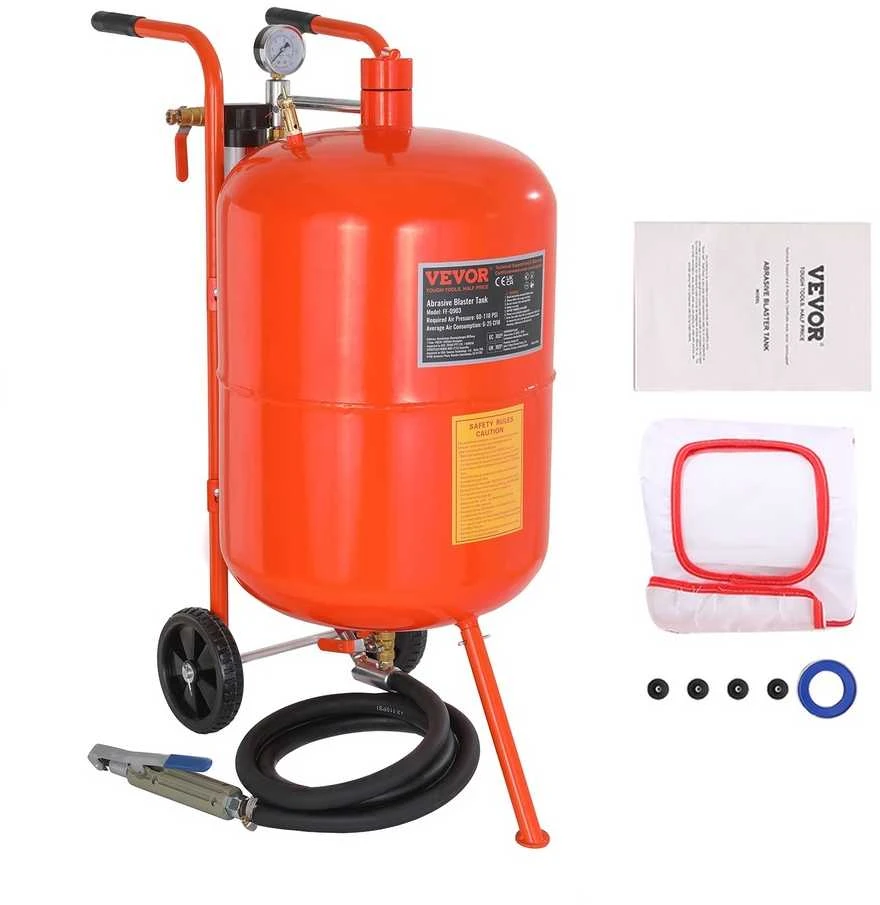 VEVOR 20 galonų smėliasrovė 60–110 PSI su 4 purkštukais