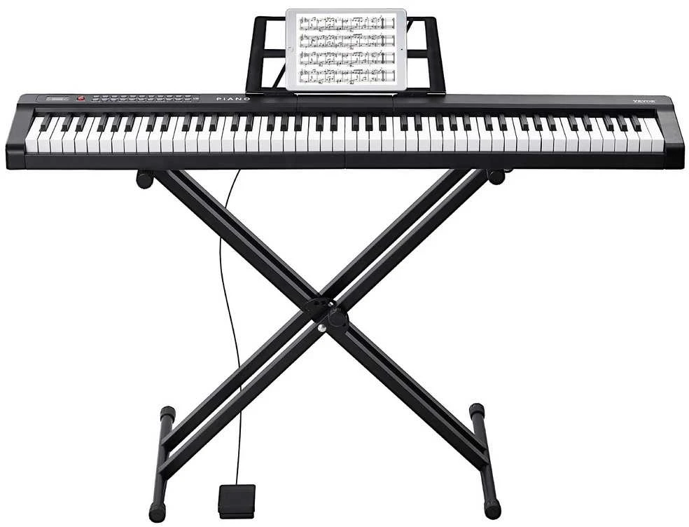 88 Klavišų Skaitmeninis Pianinas, Elektrinis Klaviatūra su Stovu Pradedantiesiems, Nešiojamas Pianinas su Ausinėmis, 1000 Tonų ir Ritmų, Pilno Dydžio Skaitmeninis Fortepijonas,