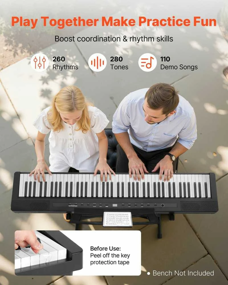 88 klavišų svertinis skaitmeninis pianinas, elektrinė klaviatūra su stovu ir pedalu, pianinas pradedantiesiems, nešiojamas pianinas namų naudojimui