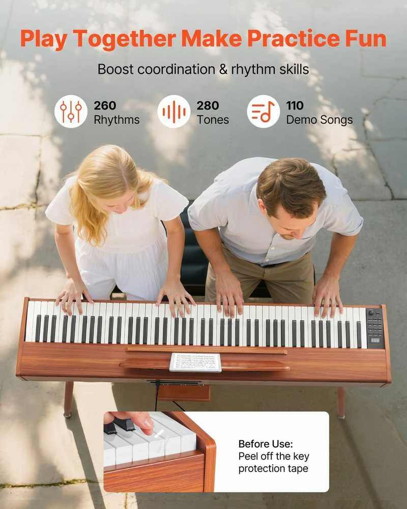 88 klavišų svertinis skaitmeninis pianinas, elektrinė klaviatūra su natų stovu, trigubu pedalu, pradedantiesiems, nešiojamas pianinas, medžio apdaila