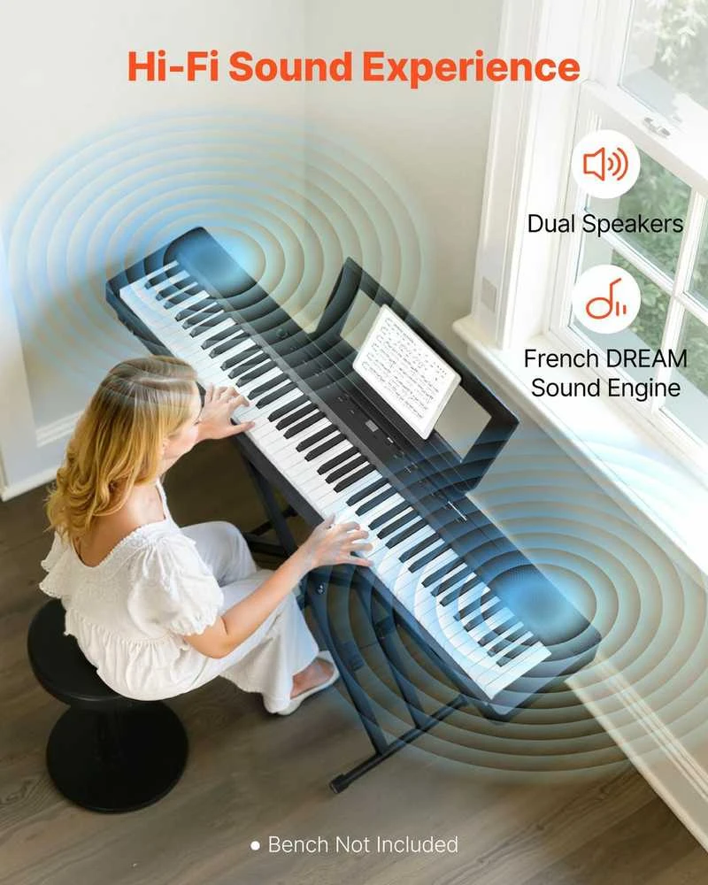 88 klavišų svertinis skaitmeninis pianinas, elektrinė klaviatūra su stovu ir pedalu, pianinas pradedantiesiems, nešiojamas pianinas namų naudojimui