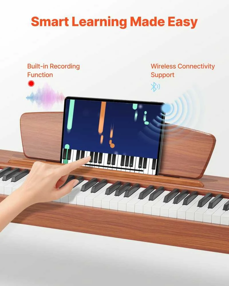 88 klavišų svertinis skaitmeninis pianinas, elektrinė klaviatūra su natų stovu, trigubu pedalu, pradedantiesiems, nešiojamas pianinas, medžio apdaila