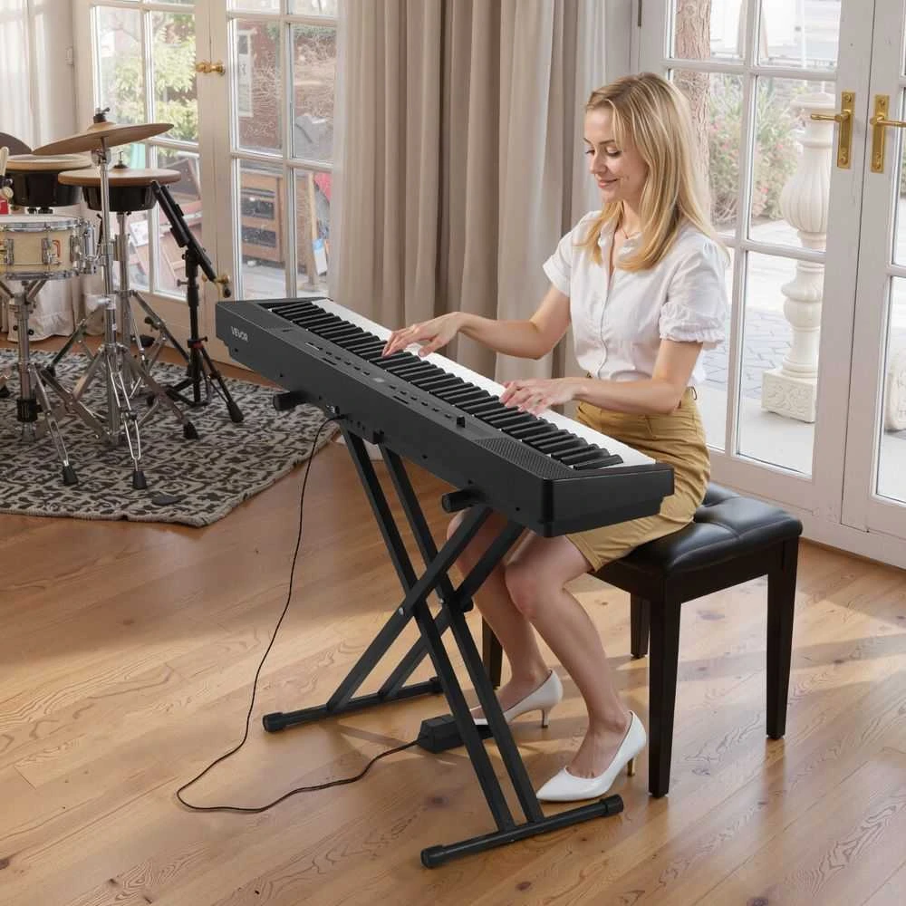 88 klavišų svertinis skaitmeninis pianinas, elektrinė klaviatūra su stovu ir pedalu, pianinas pradedantiesiems, nešiojamas pianinas namų naudojimui
