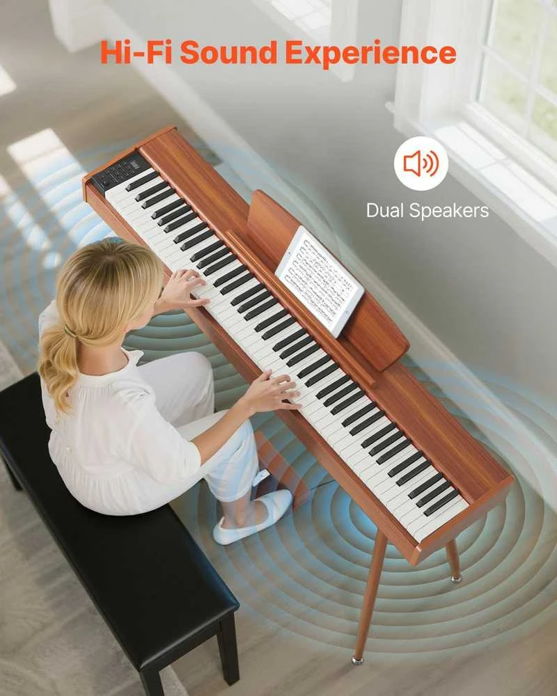 VEVOR Elektrinis pianinas 88 klavišų, medinis korpusas
