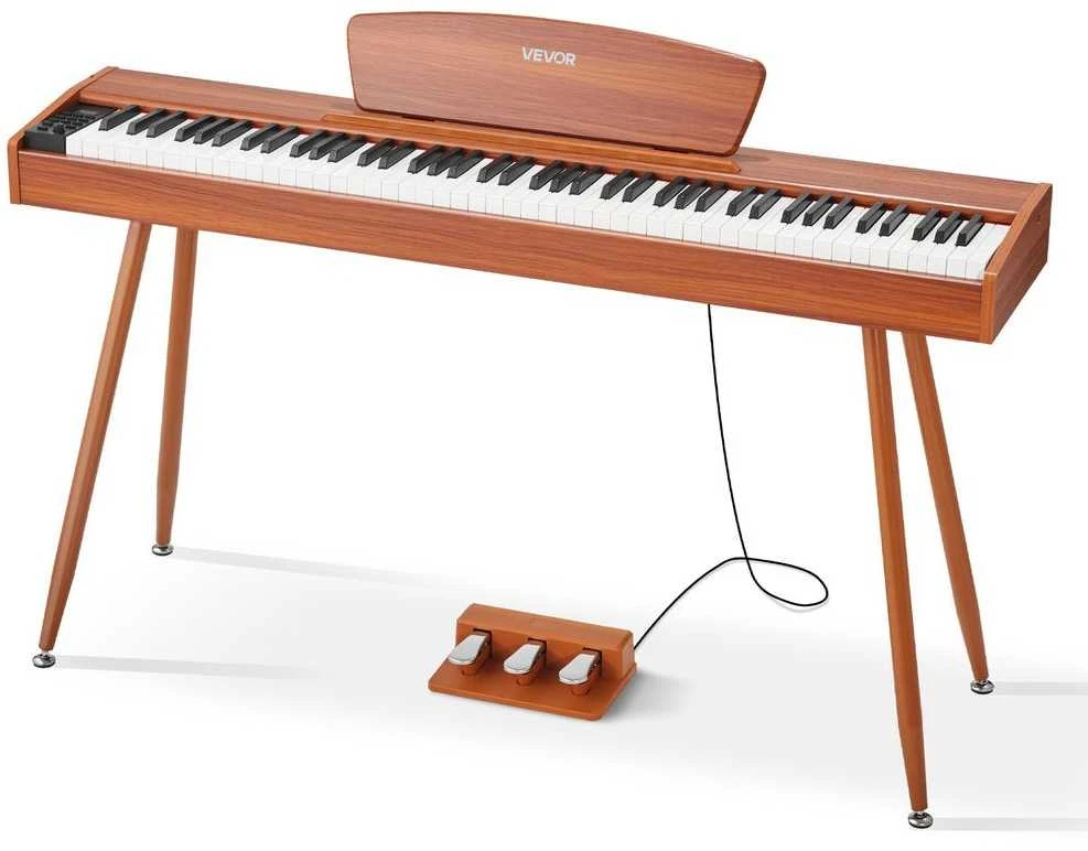 88 klavišų svertinis skaitmeninis pianinas, elektrinė klaviatūra su natų stovu, trigubu pedalu, pradedantiesiems, nešiojamas pianinas, medžio apdaila