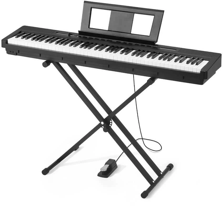 88 klavišų svertinis skaitmeninis pianinas, elektrinė klaviatūra su stovu ir pedalu, pianinas pradedantiesiems, nešiojamas pianinas namų naudojimui