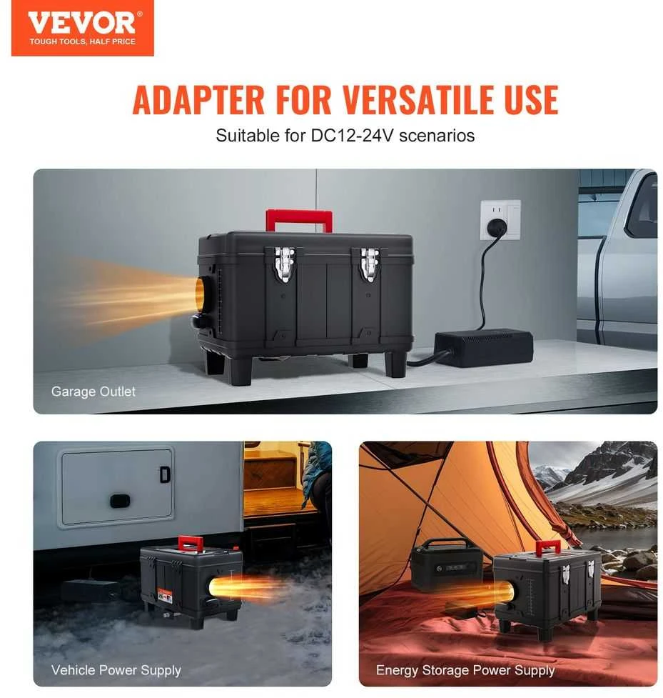 8kW Dyzelinis Šildytuvas, 12V/24V Dyzelinis Oro Šildytuvas, su Bluetooth ir Nuotolinio Valdymo Pultu, CO Signalizacija, Nešiojamas Dyzelinis Šildytuvas RV, Garažui ir Kempingui